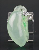 Chinese Green Jadeite Carved Fruits Pendant