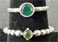 (AI) Sterling Silver Ring Set w Colorful Green