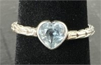(AI) Sterling Silver Heart Shaped Topaz Ring