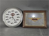 Harley Davidson Clock and Mirror