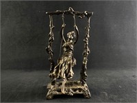 Vintage Girl On A Swing Bronze Sculpture