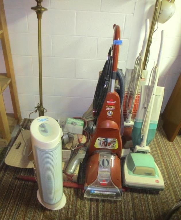 Vacuum sweepers, fan, floor lamp
