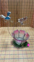 Glass flower candle holder