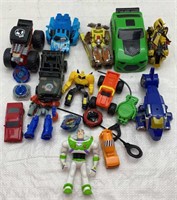 Beyblade, cars and figures