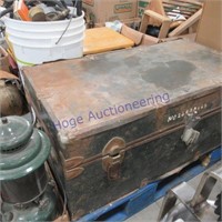 Metal trunk w/ welding helmet, torch heads,