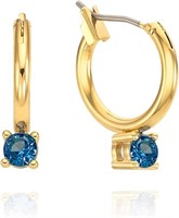 14k Gold-pl. .10ct Sapphire Hoop Earrings
