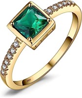 14k Gold-pl. Princess 1.00ct Emerald & Topaz Ring