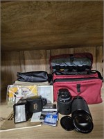 Camera Lenses, Flash Unit, and Bags