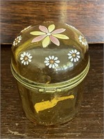 Hand-Decorated Hinged Lidded Glass Jar