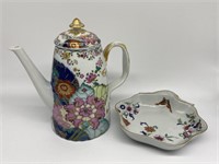 Mettahedeh Porcelain Coffee Pot & Dish.