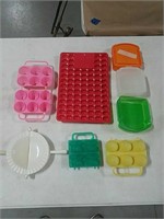 Lot of food molds and sandwich tupperware