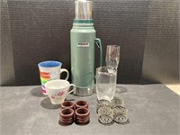 Thermos, 2 Cups, 2 Glasses, 2 Sets Of Napkin
