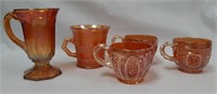 (5) Carnival Glass Cups/Mugs - See Description