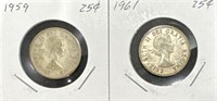 1959/1961 Silver Quarters