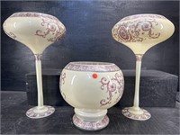 3 PC LARGE DECORATIVE GLASS CONSOLE SET