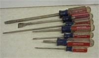 Seven Craftsman Slotted Screwdrivers