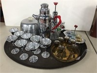 Vintage Cocktail Party with Ice Bucket, Glasses