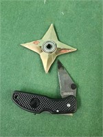 Naruto throwing star and black pocket knife