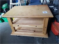 2 ft by 3 ft wood table on casters