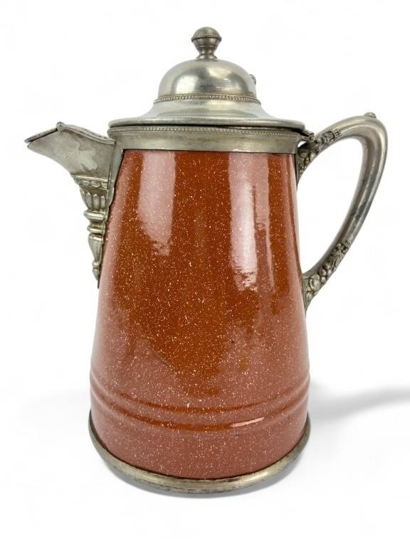 Antique Enamel & Pewter Coffee Pot