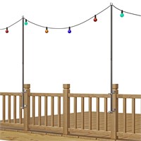 Mayset 2 Pack Stainless Steel String Lights Pole B