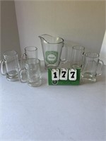 Jacquin Pitcher & 5 Beer Mugs