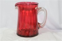 A Cranberry Red Glass Pitcher