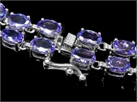 14K Gold Bracelet 25ct Tanzanite & 1.30ct Diamonds