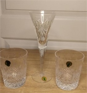 Waterford Crystal Flute & 2 Waterford Glasses