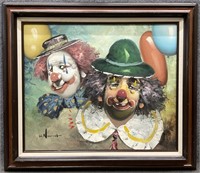 W. Moninet Clown Oil on Canvas Signed