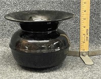 Black glazed pottery spittoon-planter
