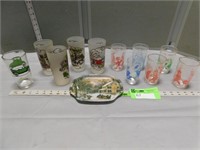 Currier & Ives tumblers, other vintage tumblers an