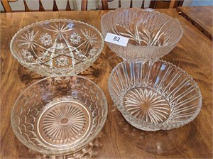 (4) Heavy Glass Serving Bowls