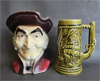 Royal Copley Wall Pocket Bust & Nautical Tankard