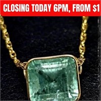 $3810 14K  Colombia Emerald With Chain 18" (7.1ct)