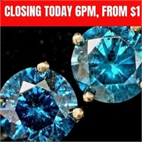$3750 14K  Natural Blue Diamond Treated(1.08ct) Ea