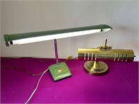 Desk Lamps, Gold Tone & Green