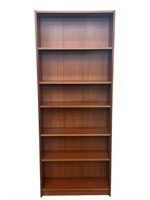 Large 6-Tier Dark Brown Wood Bookshelf