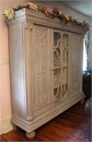 Painted Wooden Library Display Cabinet