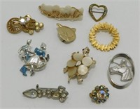 10 Small Vintage Brooch Pins