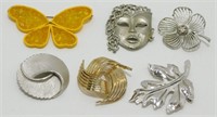 6 Vintage Brooch Pins