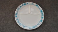 Vintage PYREX Child's Divided Plate Teal Trains