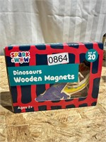 New kids set of 20 wooden dinosaur magnets