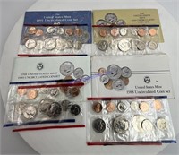 4 US Mint sets  1988,89,90,1991
