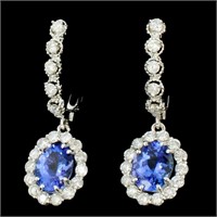 14K Gold Earrings with 4ct Tanzanite & 1.4ct Diam