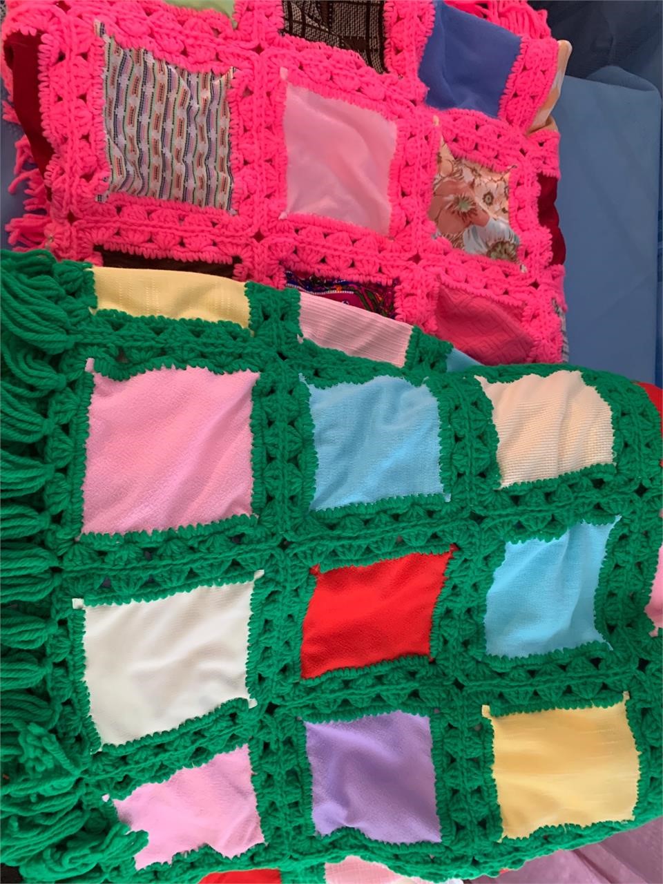 Crocheted Blankets Pink & Green