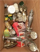 box of assorted vintage salt & pepper shakers