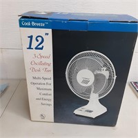 Cool Breeze 12 inch 3 speed oscillating desk fan
