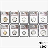 2018-S [10] US Varied Silver Coinage Set NGC PF70