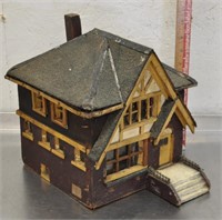 Vintage wood handcrafted scale house, 12"tall